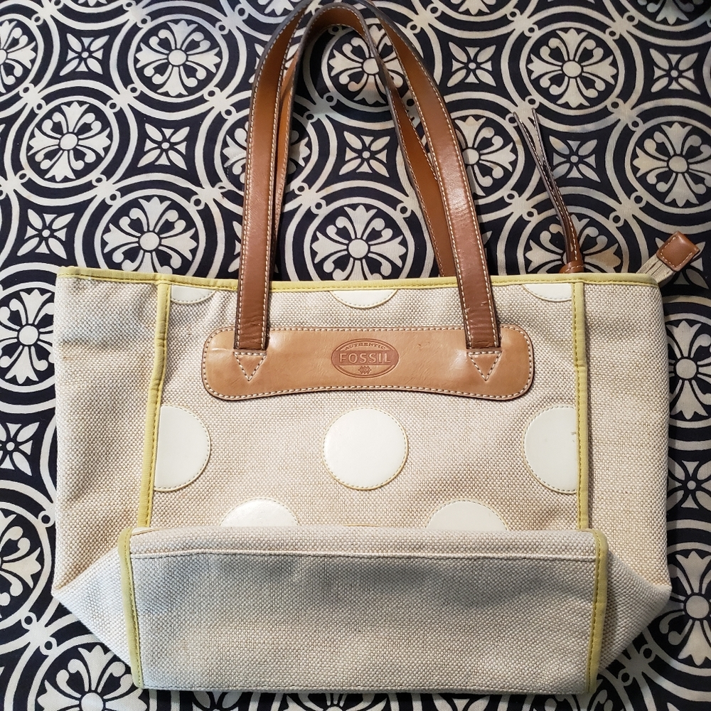 Fossil Polka Dot Canvas Tote - image 3